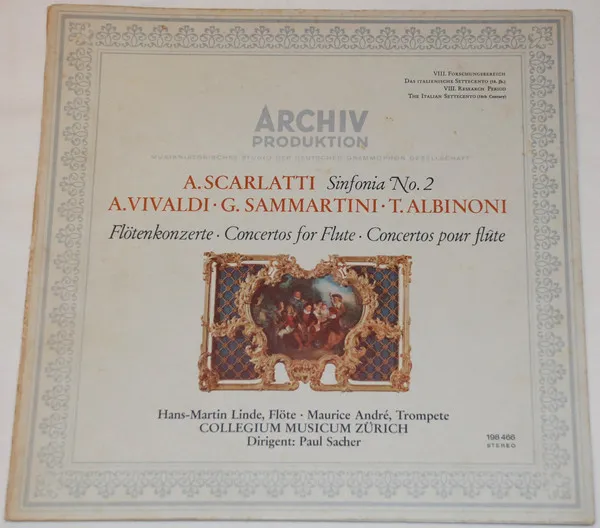 A. Scarlatti Sinfonia No. 2. A. Vivaldi, G. Sammartini, T. Albinioni Flötenkonzerte, Concertos For Flute, Concertos Pour Flûte