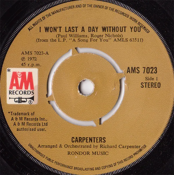 I Won't Last A Day Without You / Goodbye To Love