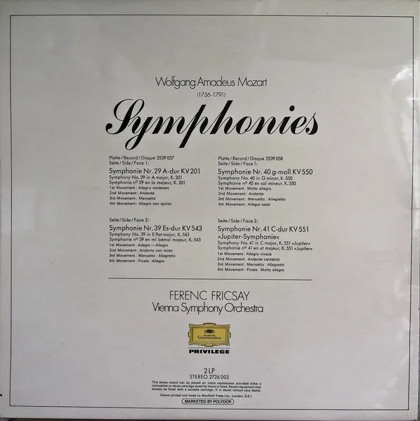 Symphonies  Nos. 29-39-40-41