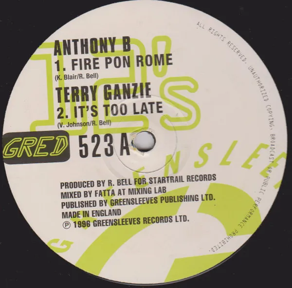 Fire Pon Rome / It's Too Late / Run Come / Perilous Time