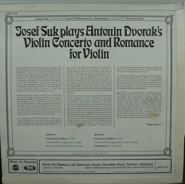Violin Concerto And Romance For Violin