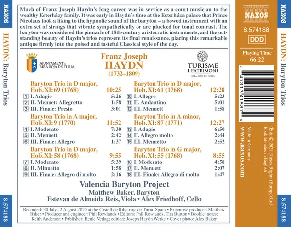 Haydn: Baryton Trios - Treasures From the Esterhaza Palace