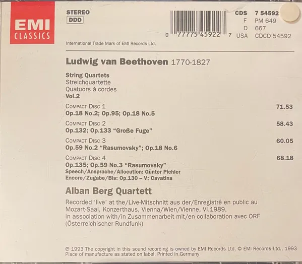 Quartets • Streichquartette • Quatuors Vol. 2 (Live Vienna Konzerthaus)