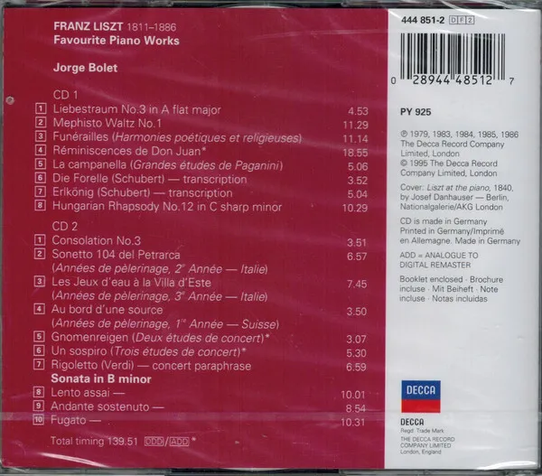 Liebestraum / Favorite Piano Works = Beliebte Klavierwerke