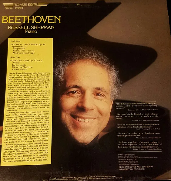Sonata No. 23 In F Minor, OP. 57 "Appassionata" Sonata No. 7 In D, OP. 10, No. 3