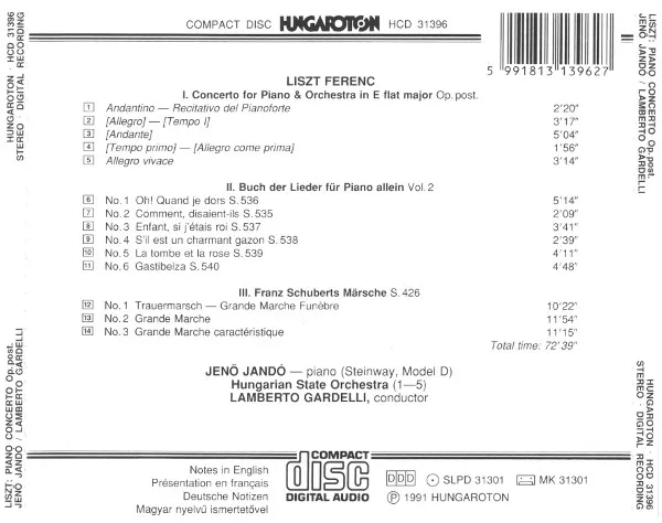 Piano Concerto Opus Posthumum; Buch Der Lieder Vol. 2; 3 Marches By Schubert