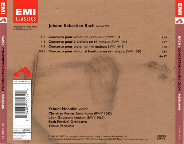 Bach: Concerti Per Violino Bwv 1041,1043,1042,1060