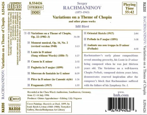 Variations On A Theme Of Chopin And Other Piano Works