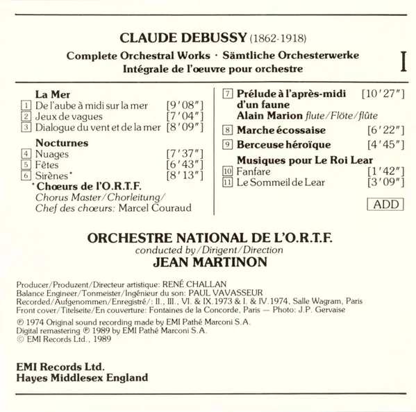 Complete Orchestral Works I / La Mer • Nocturnes • Prélude À L'Après-Midi D'Un Faune • Marche Écossaise • Berceuse Héroïque • Musique Pour Le Roi Lear