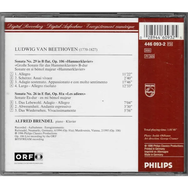 Piano Sonatas = Klaviersonaten: Op. 81a «Les Adieux» • Op. 106 «Hammerklavier»