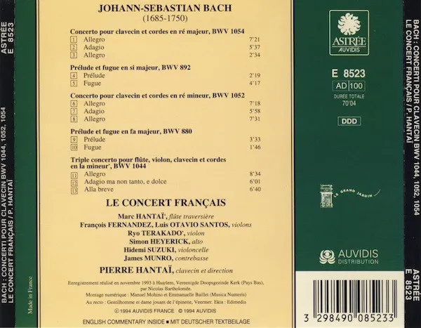 Concerti Pour Clavecin BWV 1044, 1052, 1054