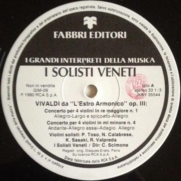 4 Concertos For 4 Violins from 'L'Estro Armonico', Op. 3