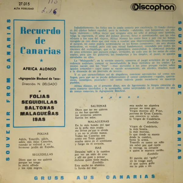 Recuerdo De Canarias