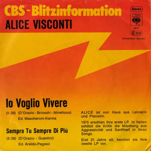 Io Voglio Vivere / Sempre Tu Sempre Di Più