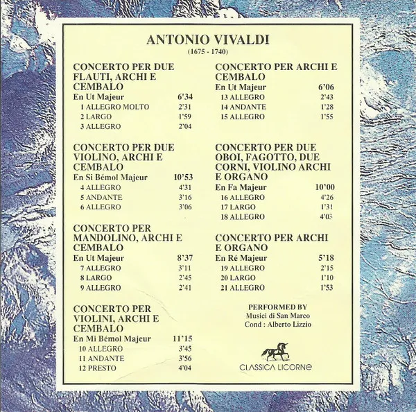 Concertos Pour Flute, Violon, Mandoline, Hautbois, Basson, Cornes Et Orchestre