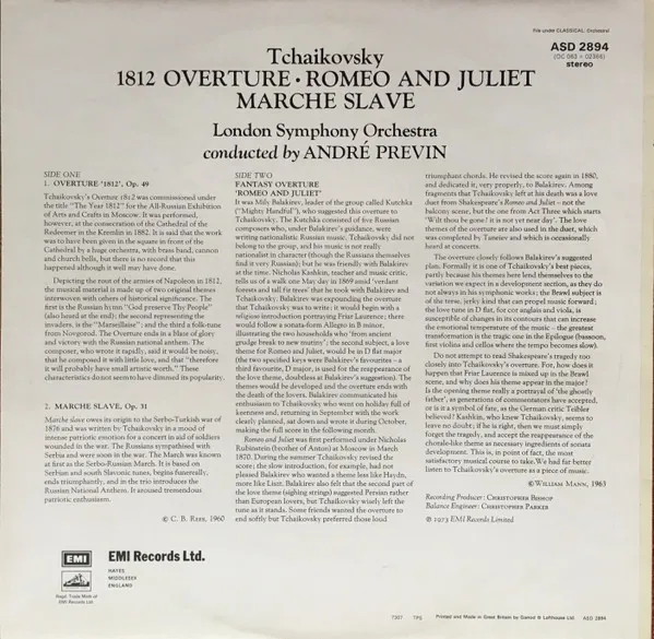 1812 Overture, Romeo and Juliet, Marche Slave.