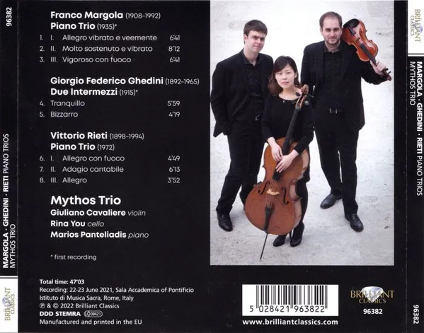 Margola-Ghedini-Rieti: Piano Trios