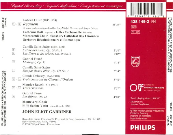 Requiem (Original Orchestration) - Choral Works = Œuvres Chorales: Debussy - Saint-Saëns - Ravel - Fauré