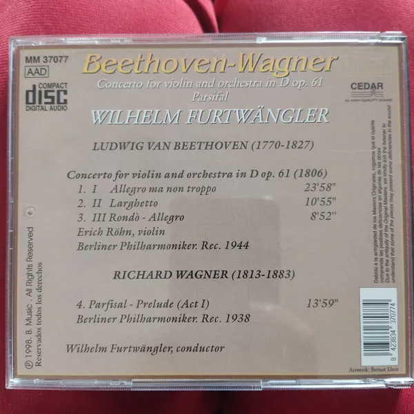 Beethoven-Wagner Concerto For Violin And Orchestra In D Op.61 Parsifal