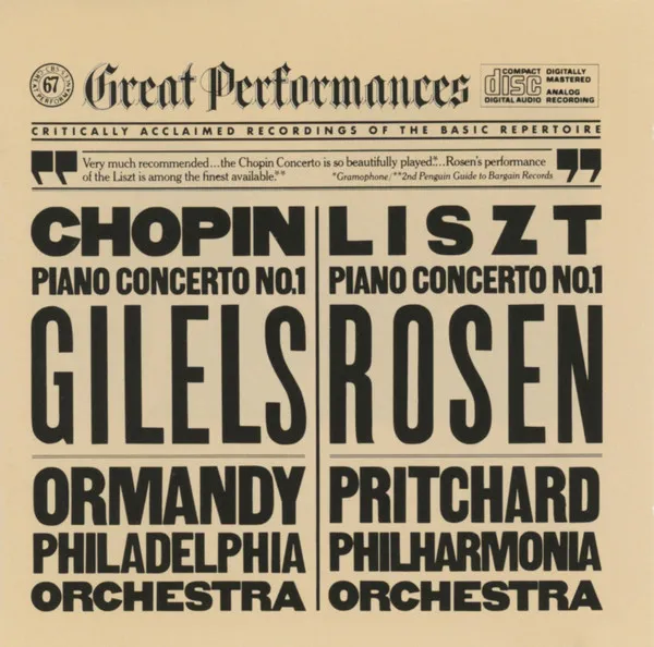 Chopin: Concerto No. 1 In E Minor For Piano And Orchestra, Op. 11 / Liszt:  Concerto No.1 In E-Flat Major For Piano And Orchestra