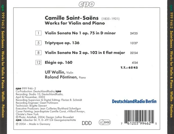 Sonatas For Violin & Piano; Triptyque; Elégie