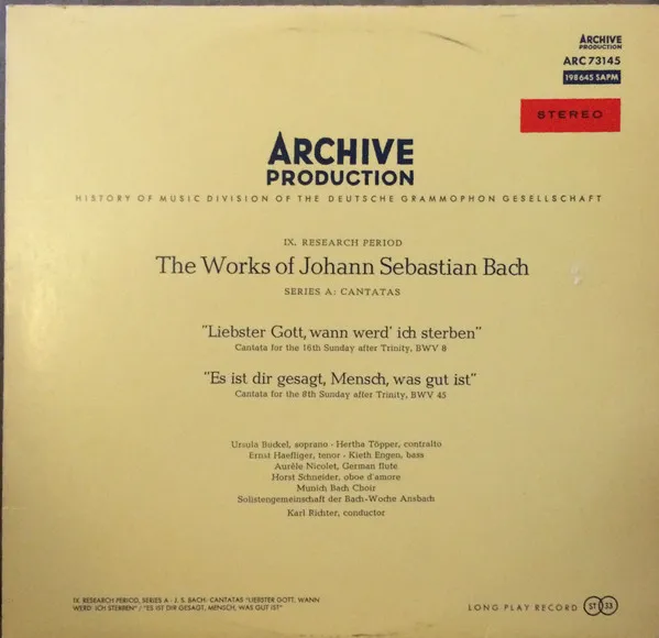 "Liebster Gott, Wann Werd' Ich Sterben" BWV 8 / "Es Ist Dir Gesagt, Mensch, Was Gut Ist" BWV 45