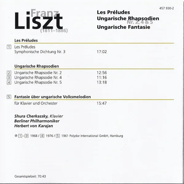 Les Préludes / Ungarische Rhapsodien Nr. 2, 4 & 5 / Ungarische Fantasie