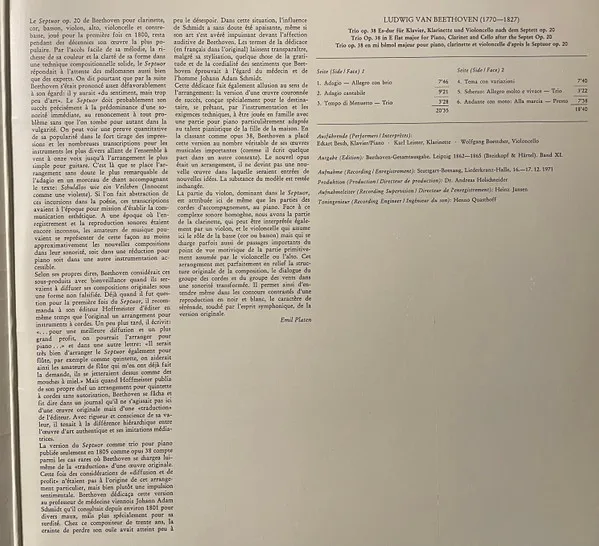 Trio Op. 38 Nach Dem Septett Op. 20
