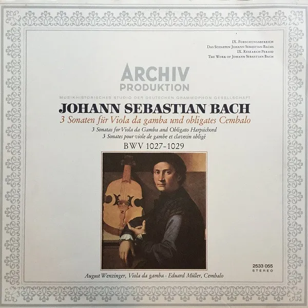 3 Sonaten Für Viola Da Gamba Und Obligates Cembalo, BWV 1027-1029