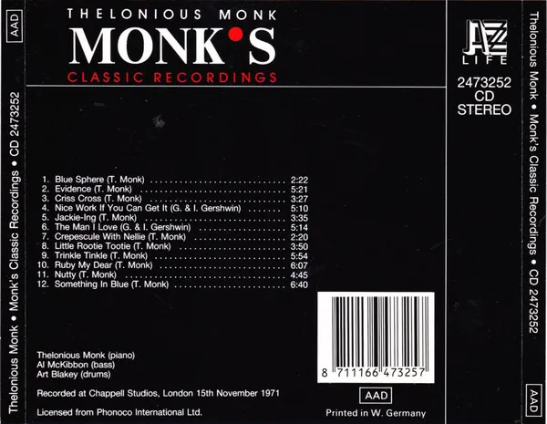 Monk's Classic Recordings