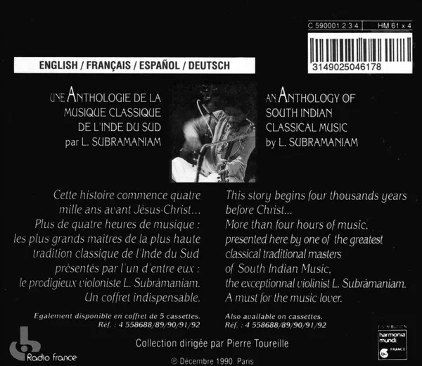 Une Anthologie De La Musique Classique De L'Inde Du Sud = An Anthology Of South Indian Classical Music