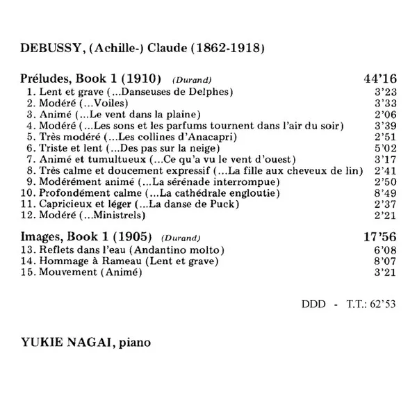 Préludes, Book 1 - Images, Book 1