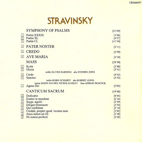 Symphony Of Psalms / Mass / Canticum Sacrum