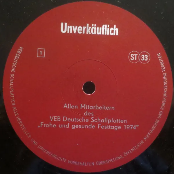 Allen Mitarbeitern Des VEB Deutsche Schallplatten "Frohe Und Gesunde Festtage 1974"