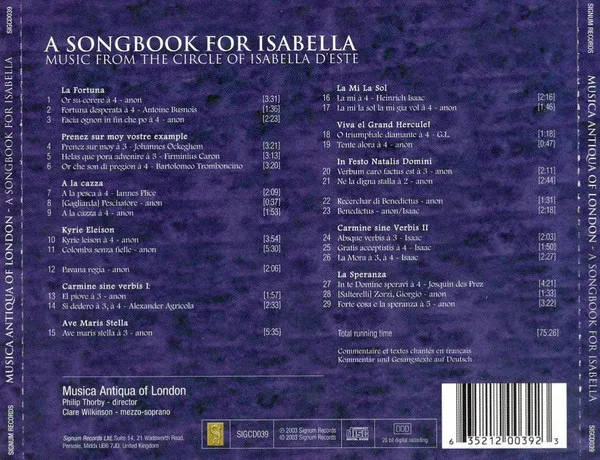 A Songbook For Isabella D