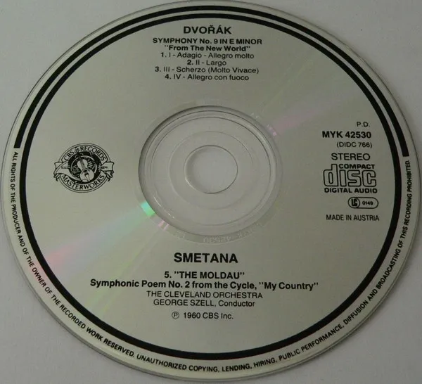 Symphony No 9 In E Minor "From The New World" / "The Moldau" Symphonic Poem No. 2 From The Cycle, "My Country"