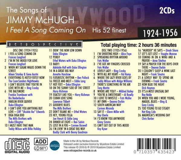 Songs of Jimmy McHugh: I Feel a Song Coming On