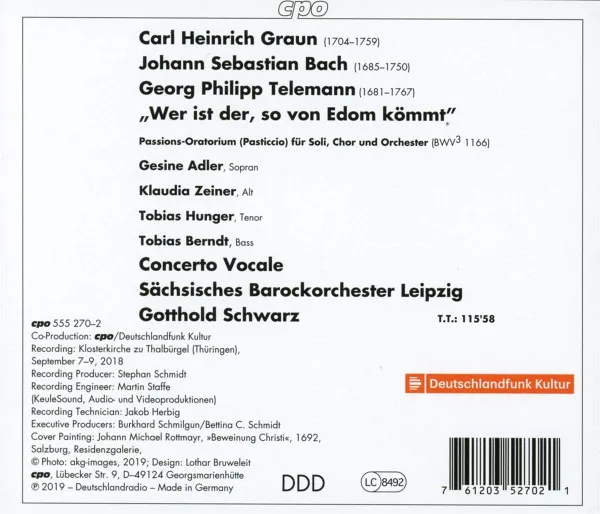 Passionsoratorium "Wer ist der, so von Edom kömmt"