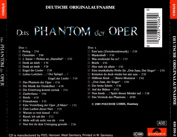 Das Phantom Der Oper (Deutsche Originalaufnahme)