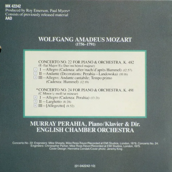 Perahia Plays And Conducts Mozart (Piano Concerto No. 22, K.482 • Piano Concerto No. 24, K.491)