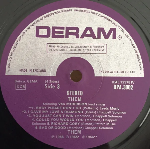 Them Featuring Van Morrison Lead Singer