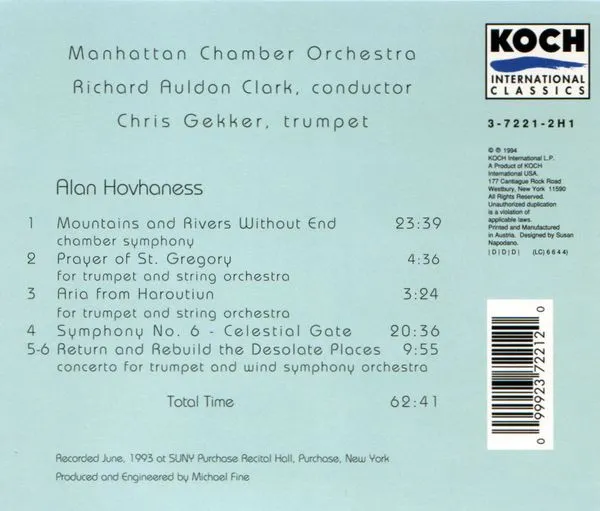 Mountains And Rivers Without End, Symphony No. 6 (The Celestial Gate), Return And Rebuild The Desolate Places, Prayer To St. Gregory, Aria From Haroutiun