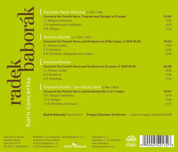 Pokorný, Rössler- Rosetti, Stich-Punto: Koncerty pro lesní roh a orchestr