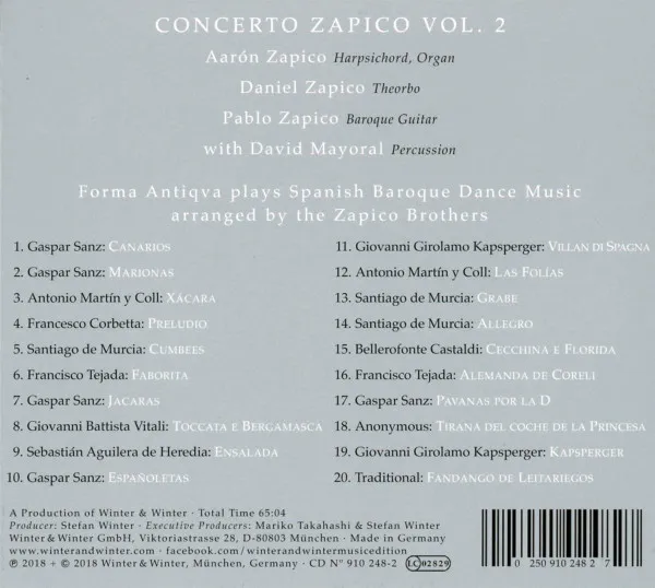 Concerto Zapico Vol. 2 (Forma Antiqva Plays Spanish Baroque Dance Music)
