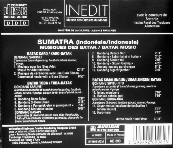 Sumatra: Musiques Des Batak Karo, Toba, Simalungun