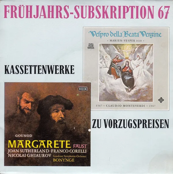 Frühjahrs-Subskription 67 - Margarete / Vespro Della Beata Vergine