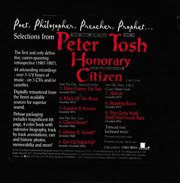 Selections From Peter Tosh Honorary Citizen