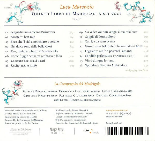Madrigali Libro 5 (1591)