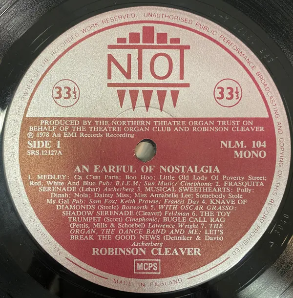 An Earful Of Nostalgia. Original Theatre Organ Recordings, 1937-1941