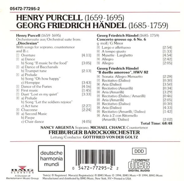 Dioclesian Suite / Concerto Grosso Op. 6 No. 6; Il Duello Amoroso